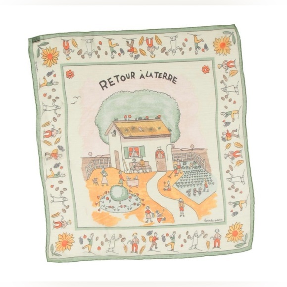 Hermes lime and multicolor Hermès 40cm silk mousseline scarf or pocket square - Picture 1 of 2
